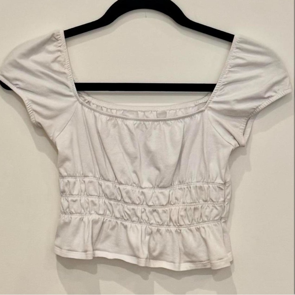 Me to We White Ruched Crop Top